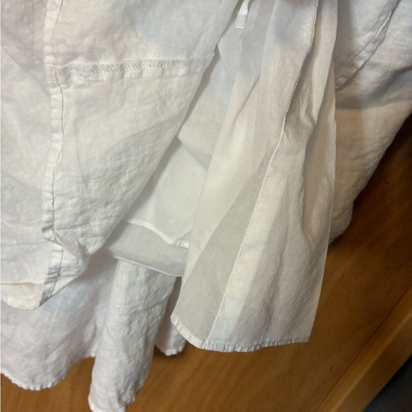EILEEN FISHER White Irish Linen Midi Lined Skirt Beach Vacation A Line Large - Picture 9 of 9